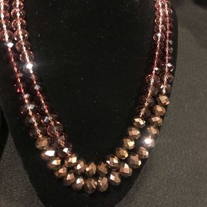 Plum double strand beaded necklace